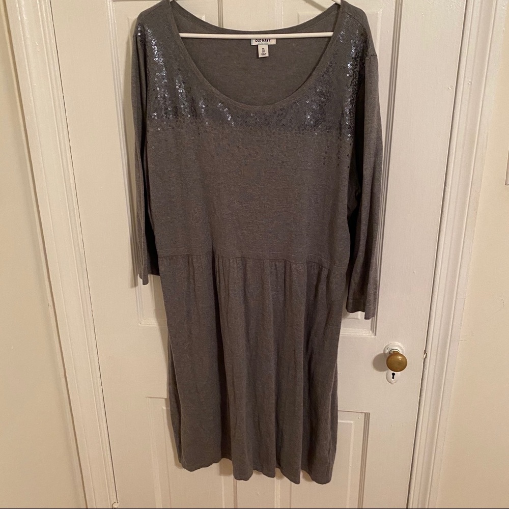 Old Navy Scoop Neck Sequin Detail Knit Dress